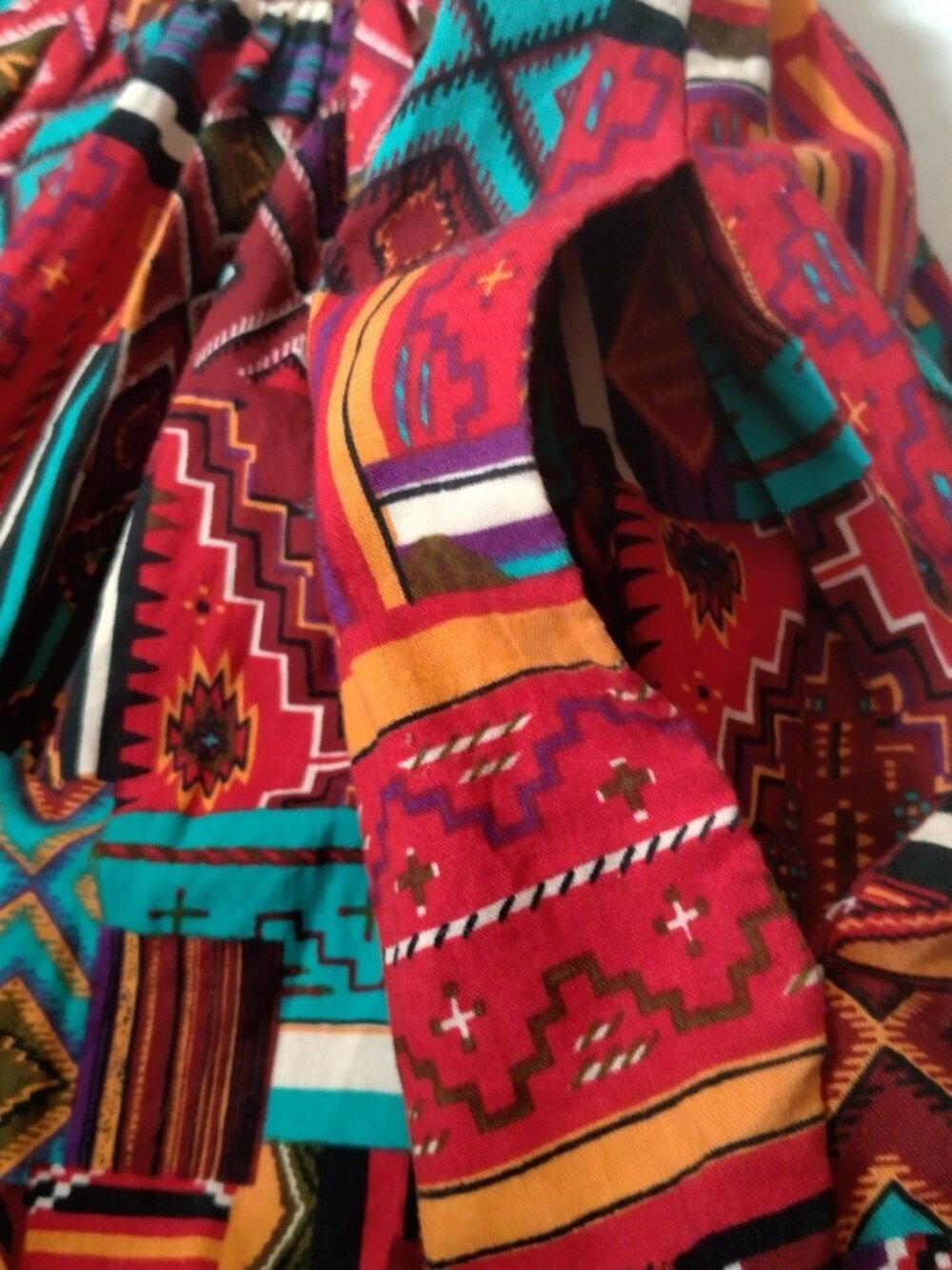 McCalls Skirt Small Long Maxi Southwestern Native Patchwork Tribal Print Natural - Picture 9 of 11